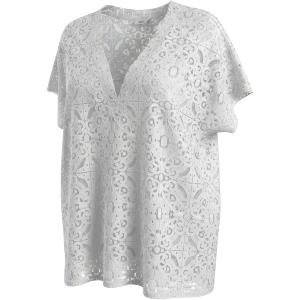 Anna & Ava Lace Poncho Top Women One Size White Excellent V-Neck Boho Layering